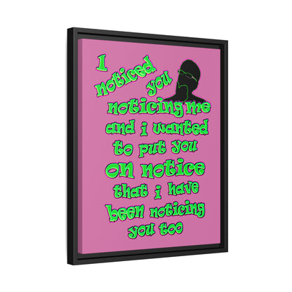 noticed you noticing - framed canvas art (light pink)
