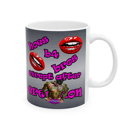 hoes b4 bros - White Mug (brushed nickel)