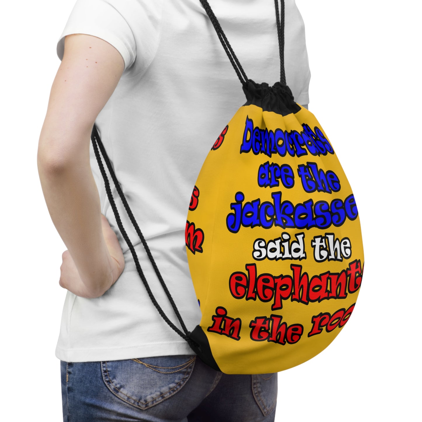 donkeys and elephants - Drawstring Bag (yellow)