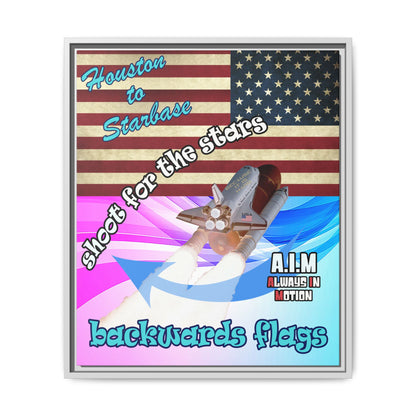 shoot for the stars - framed canvas art (light blue-pink wave)