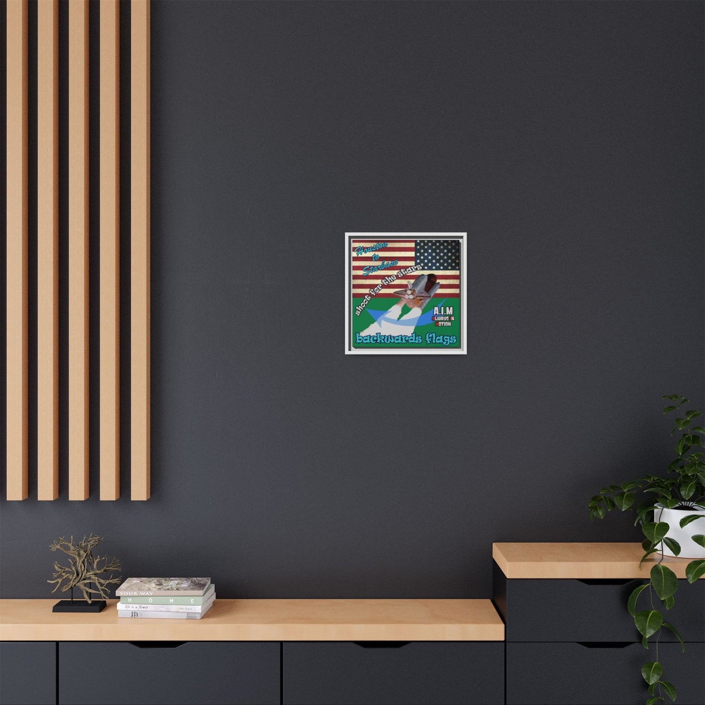 shoot for the stars - framed canvas art (dark green)