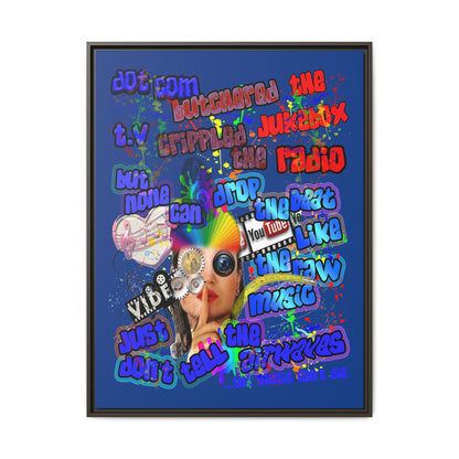 drop the beat - framed canvas art (dark blue)