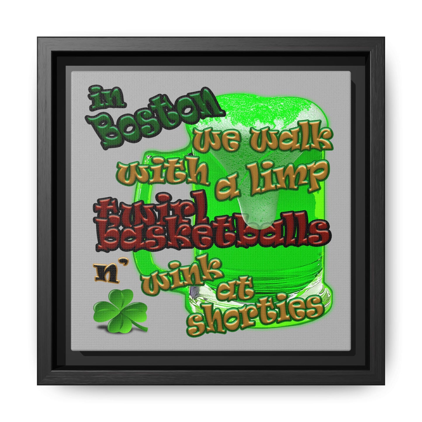 celtics logo - framed canvas art (light grey)