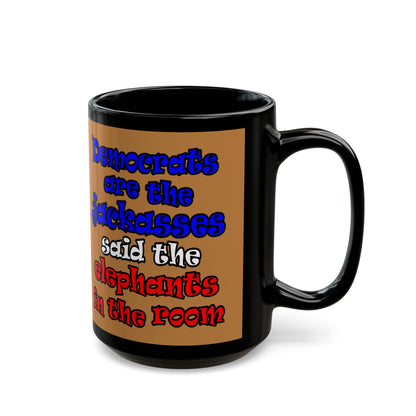 donkeys and elephants - Black Mug (light brown)