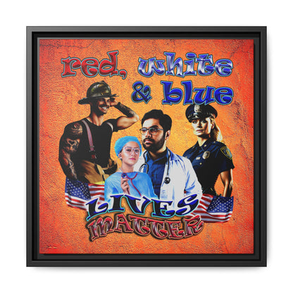 rw&b lives matter - framed canvas art (burnt orange)