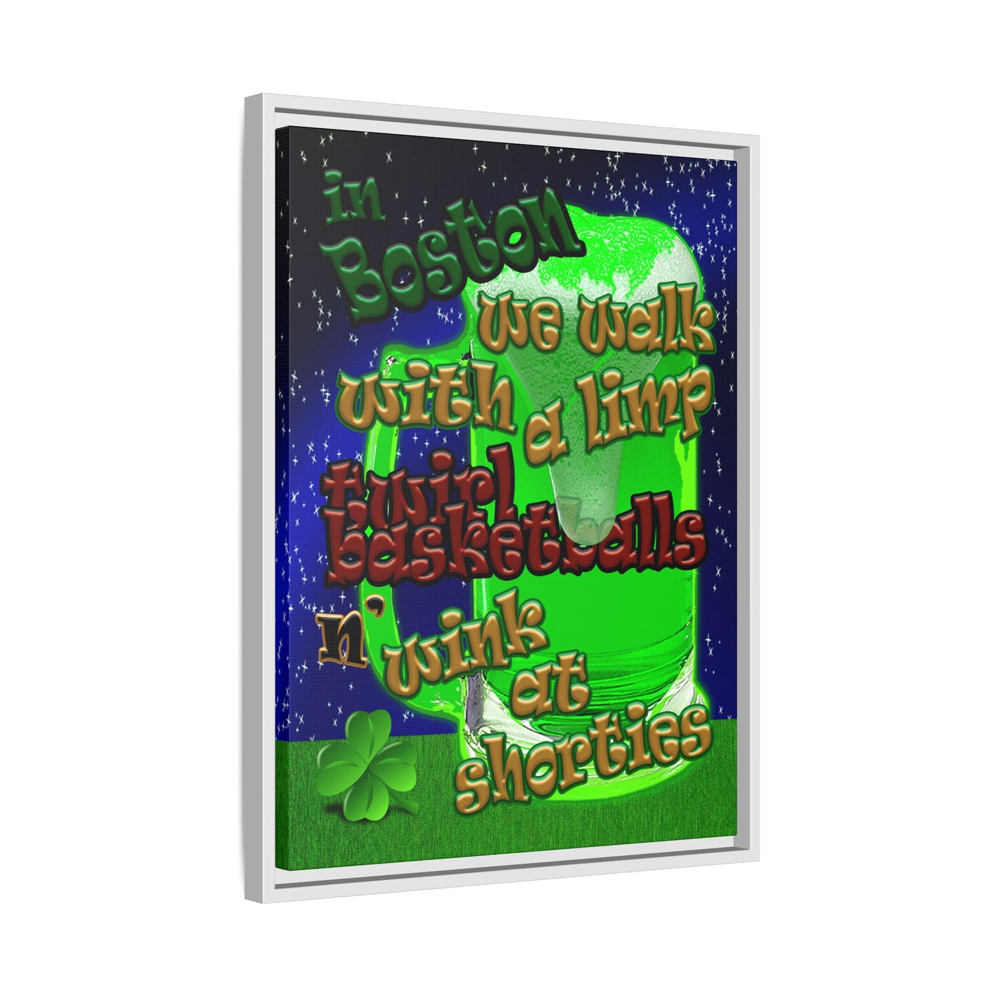 celtics logo - framed canvas art ('snoops' background)