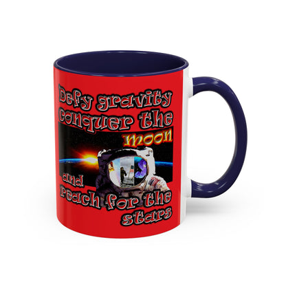 defy conquer reach - Accent Mug (red)