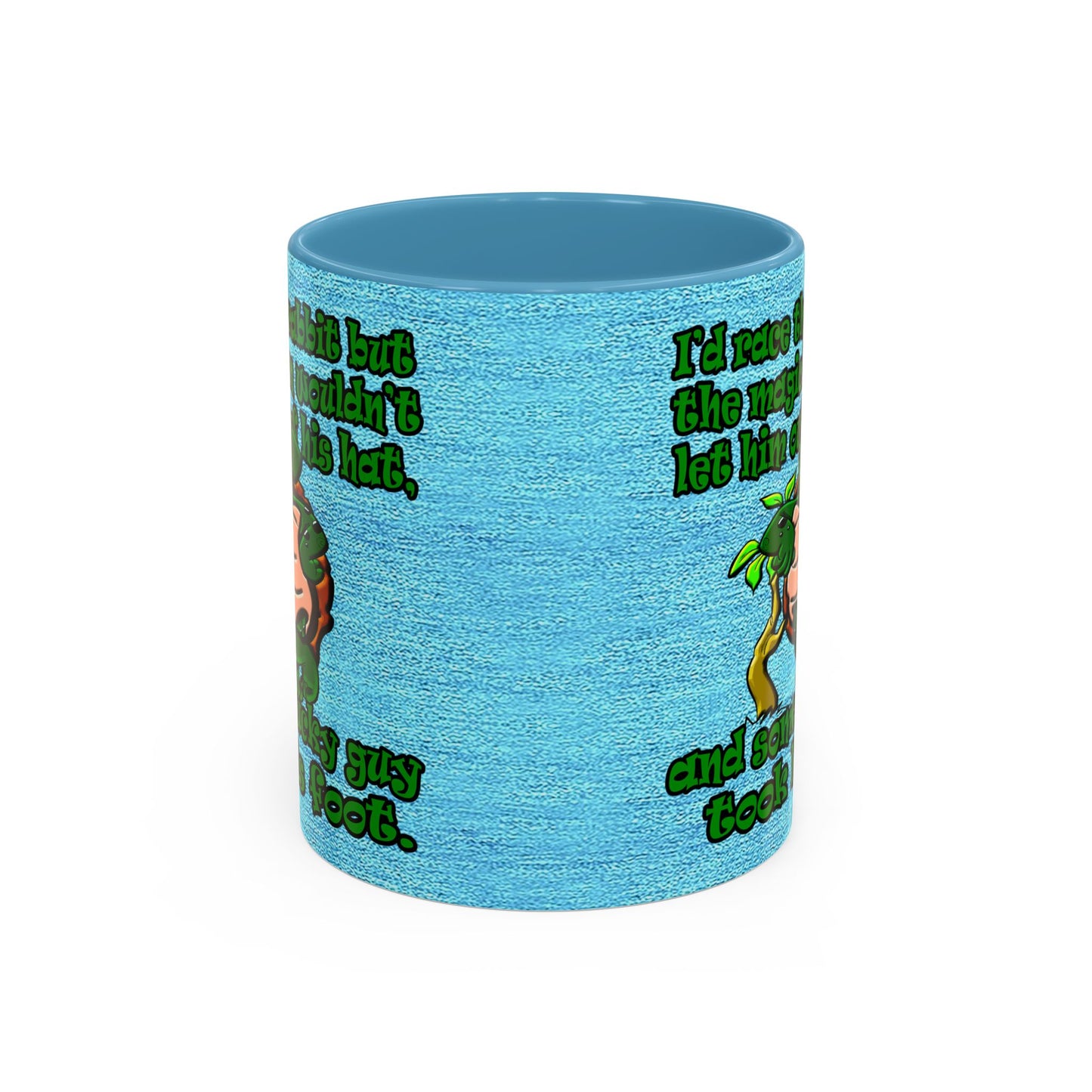 turtle race - Accent Mug (faded dark blue)