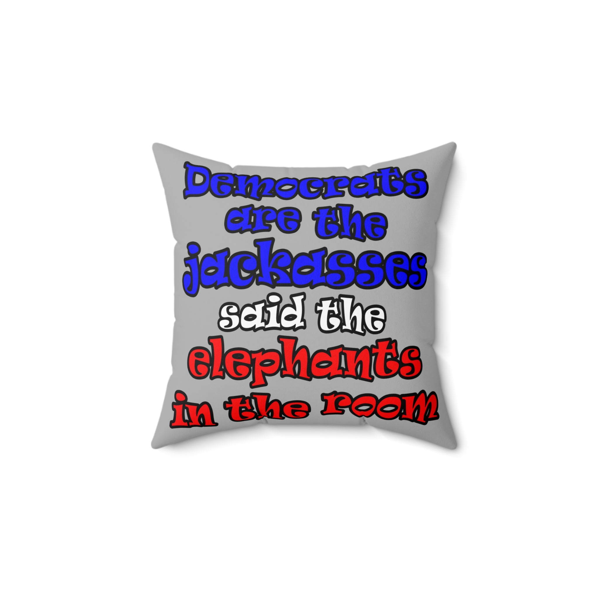 donkeys and elephants - Spun Polyester Square Pillow - (light grey)
