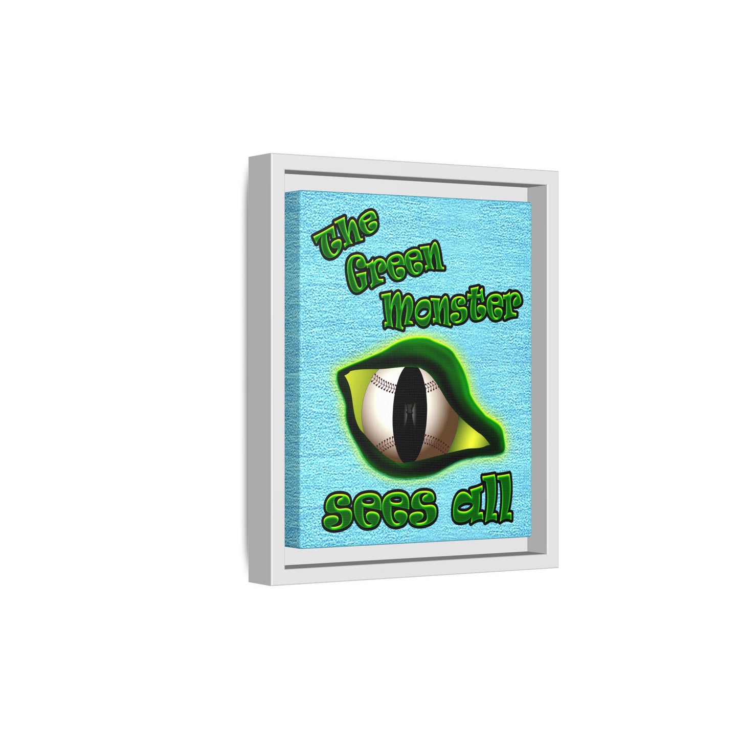 green monster - framed canvas art (faded blue)