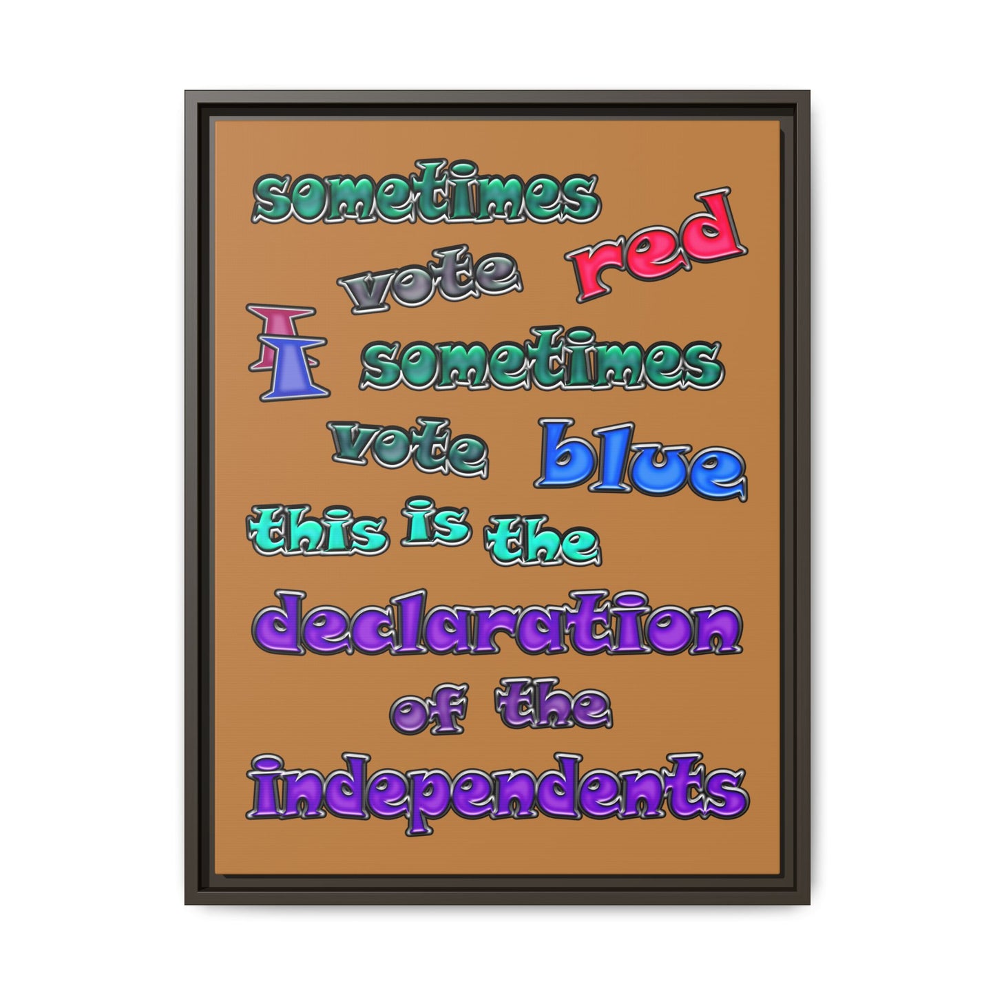 declaration of the independents - framed canvas art (light brown)