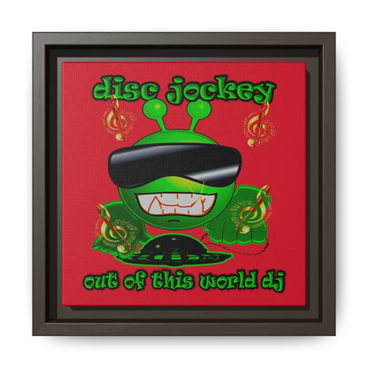 disc jockey - framed canvas art (dark red)