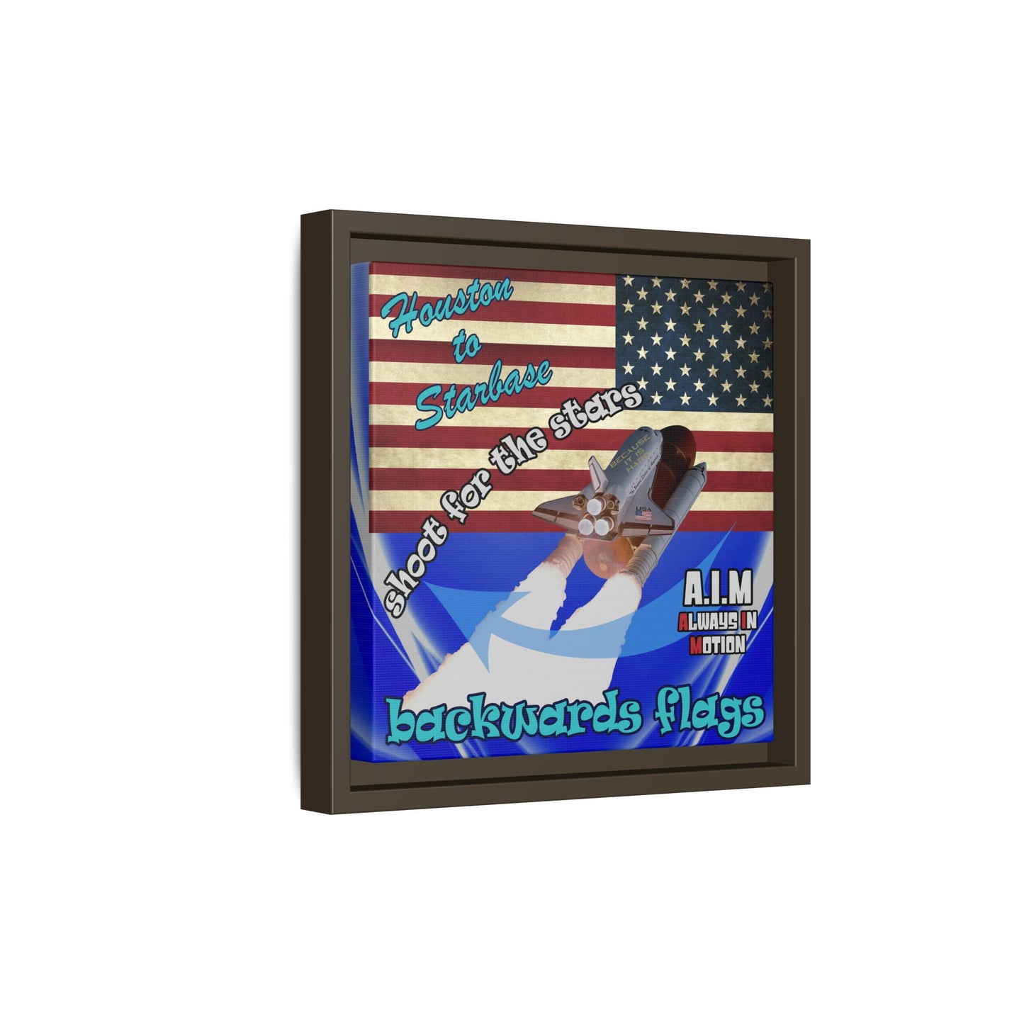 shoot for the stars - framed canvas art (blue-white wave)