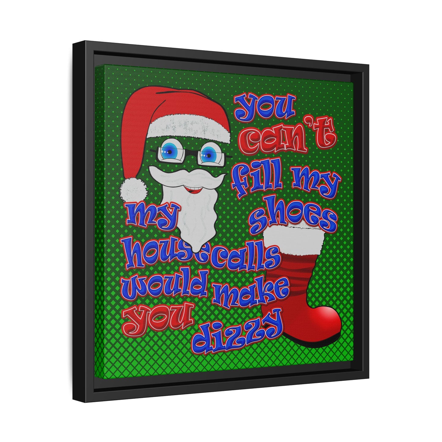 santa's shoes - framed canvas art (logo green)