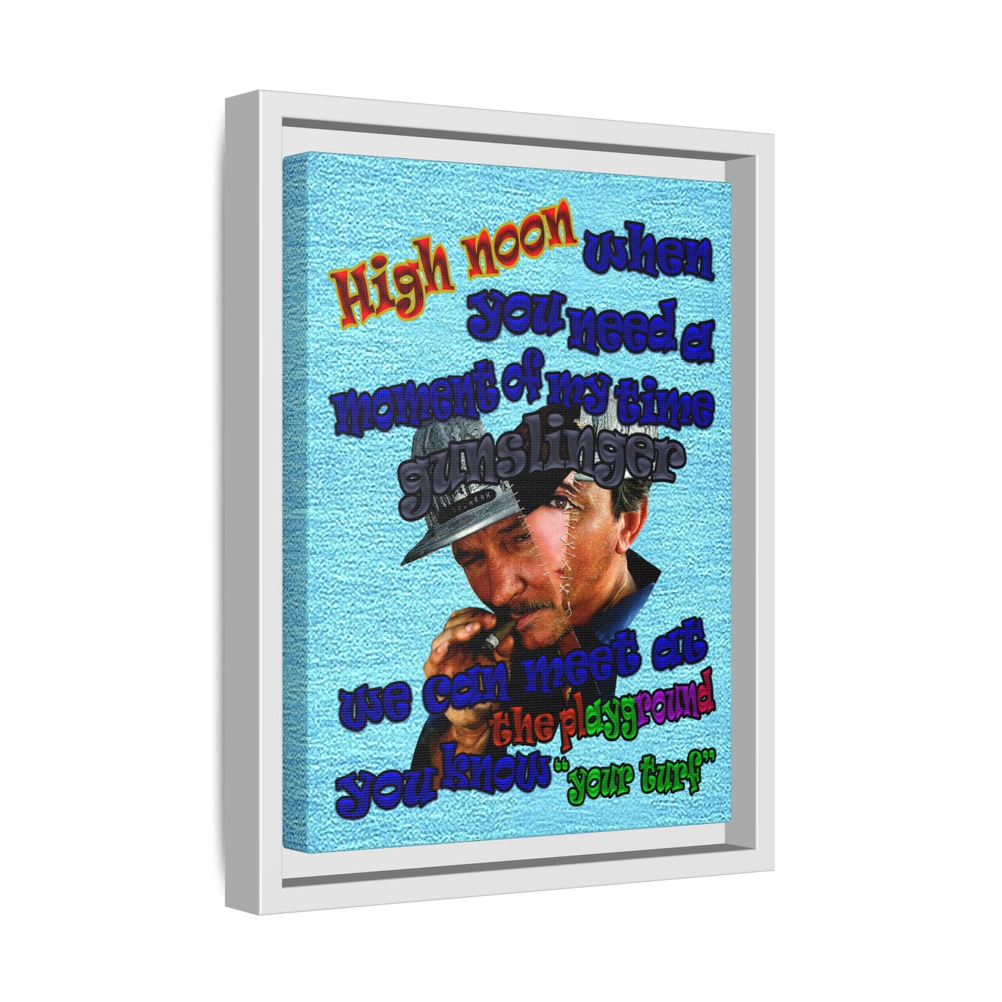 high noon - framed canvas art (faded blue)