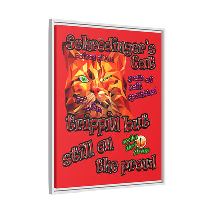 schrodinger's cat - framed canvas art (red)