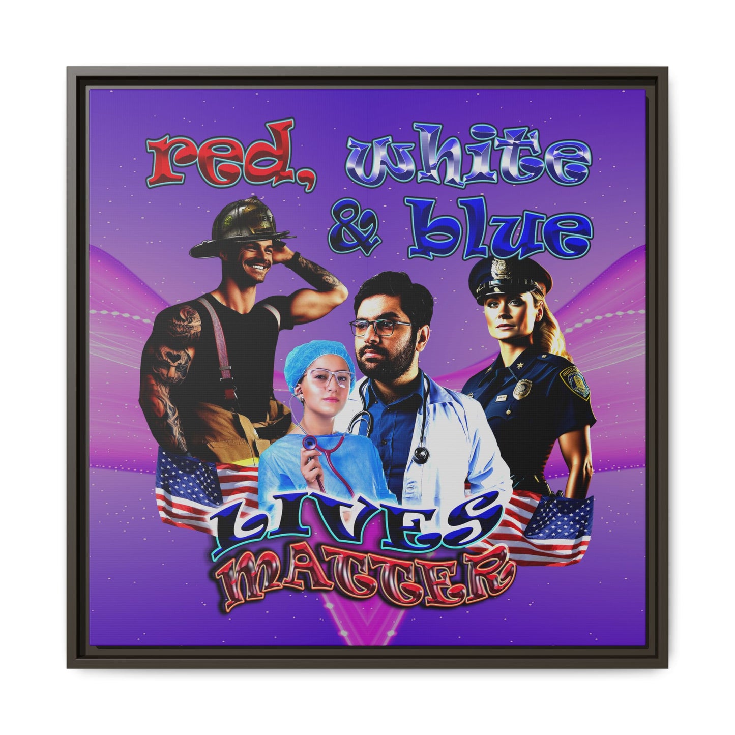 rw&b lives matter - framed canvas art (purple-pink wave)