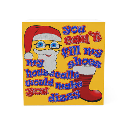 santa's shoes - note cube (yellow)
