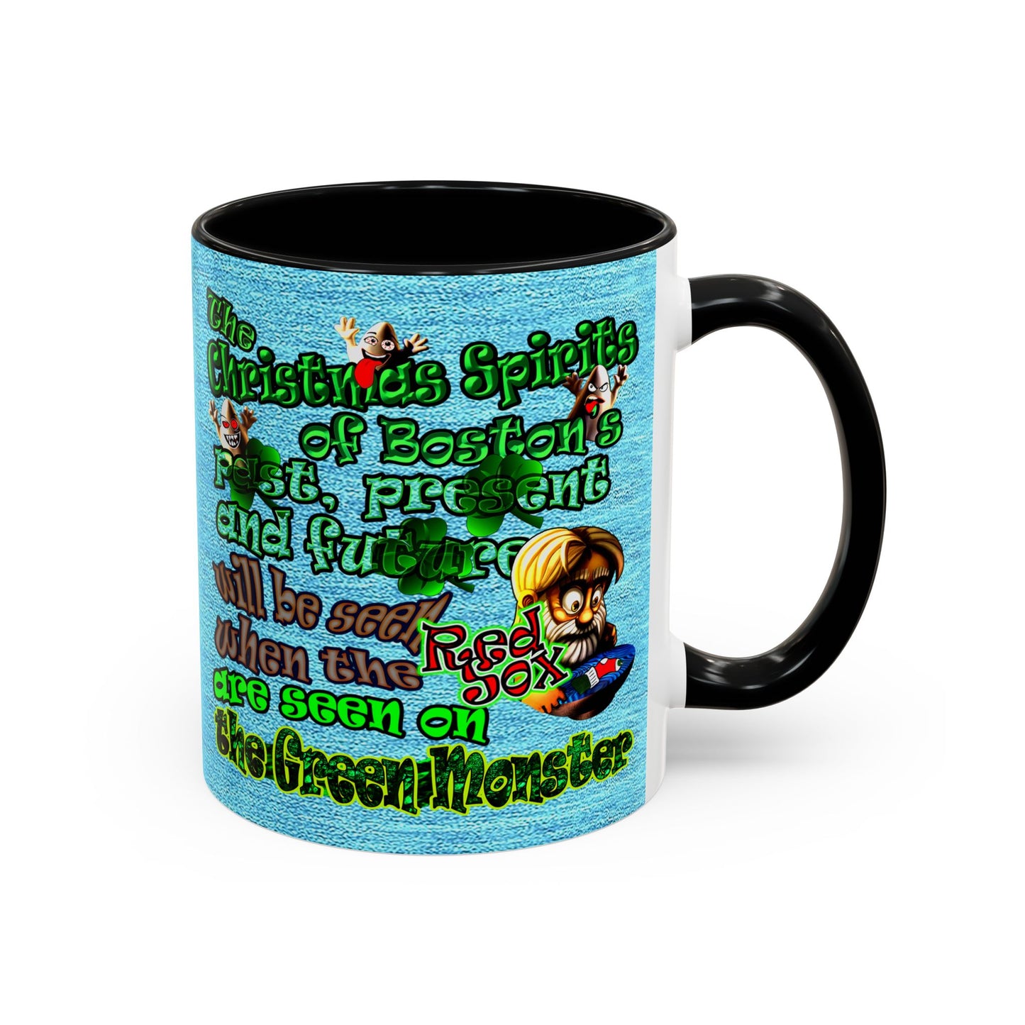 christmas spirits of boston - Accent Mug (faded blue)