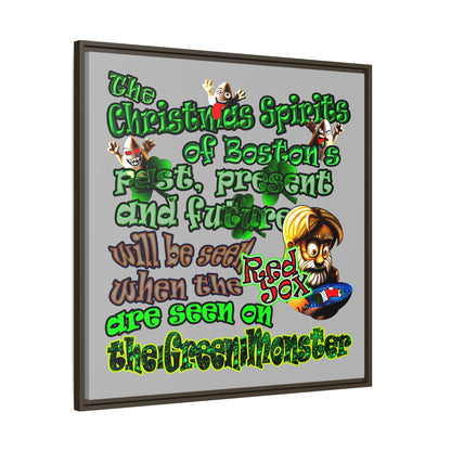 christmas spirits of boston - framed canvas art (light grey)