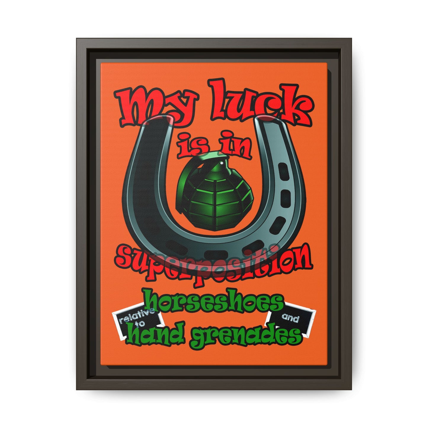 my luck - framed canvas art (orange)