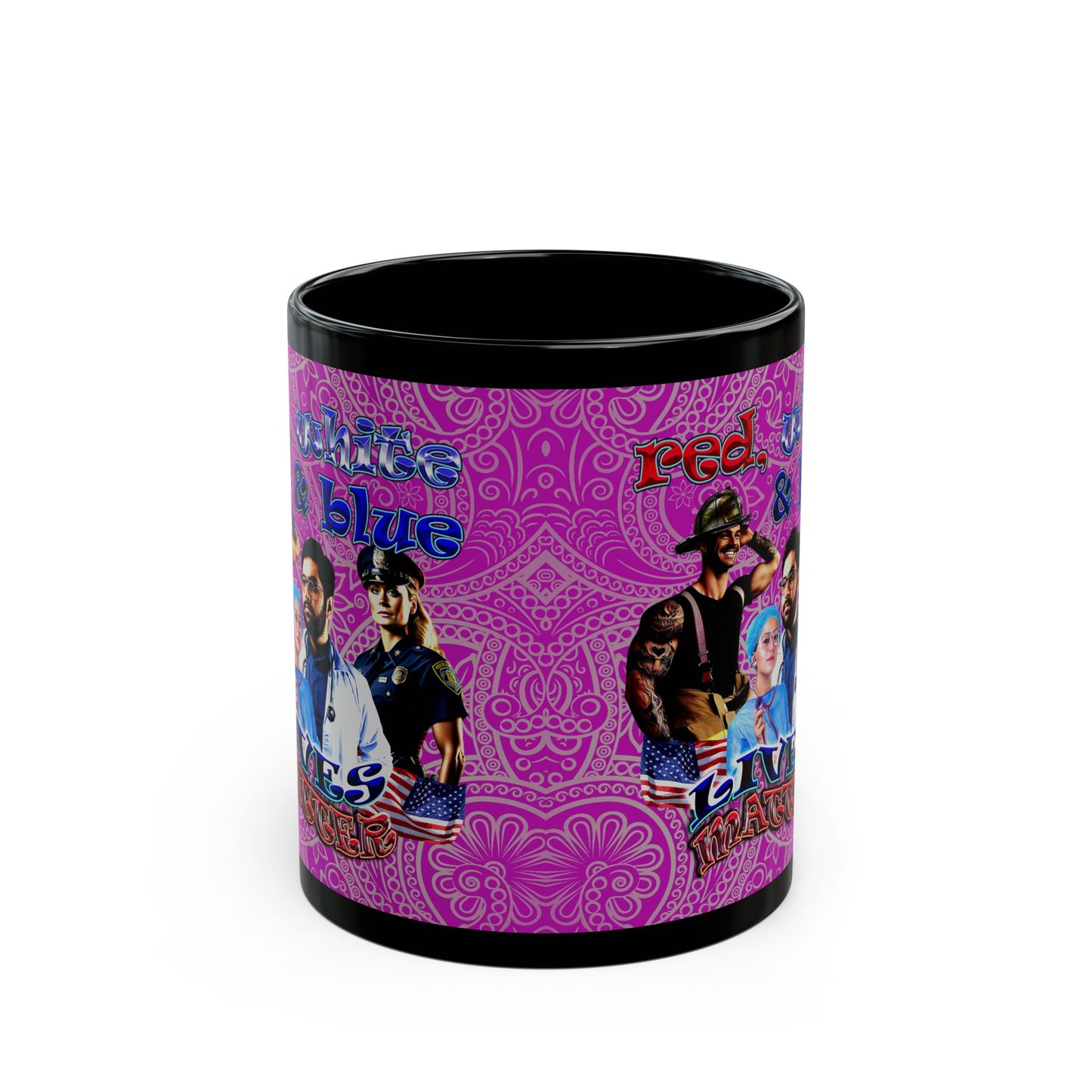rw&b lives matter - Black Mug (pink swirl)