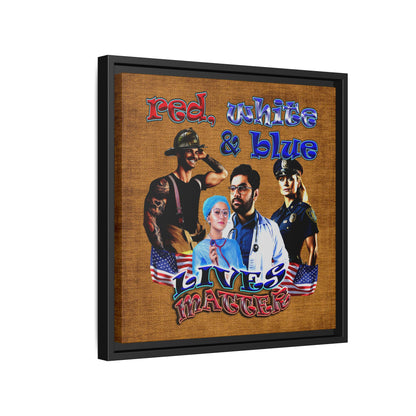 rw&b lives matter - framed canvas art (brown papyrus)