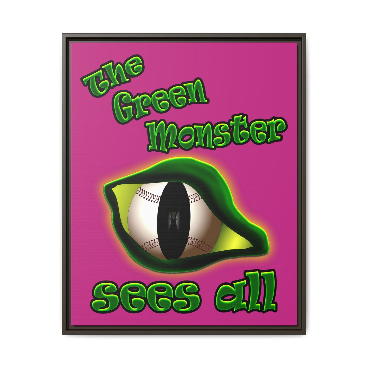 green monster - framed canvas art (pink)