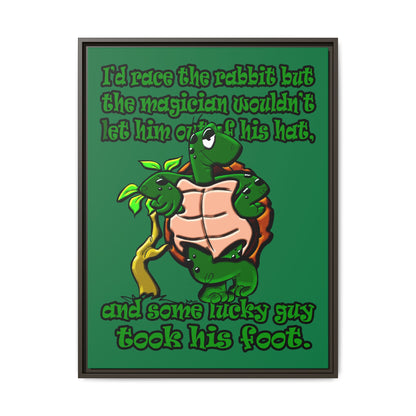turtle race - framed canvas art (dark green)