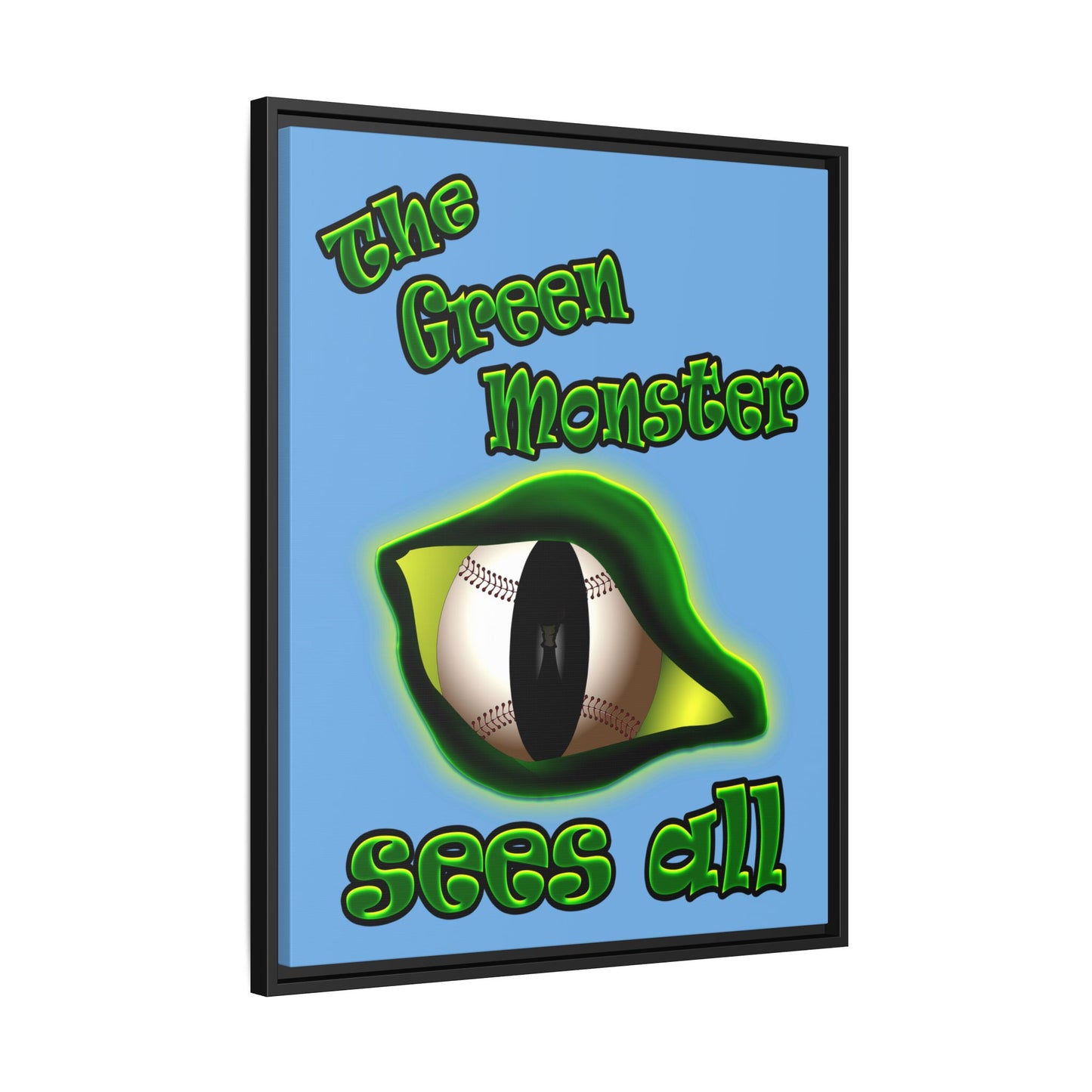 green monster - framed canvas art (light blue)