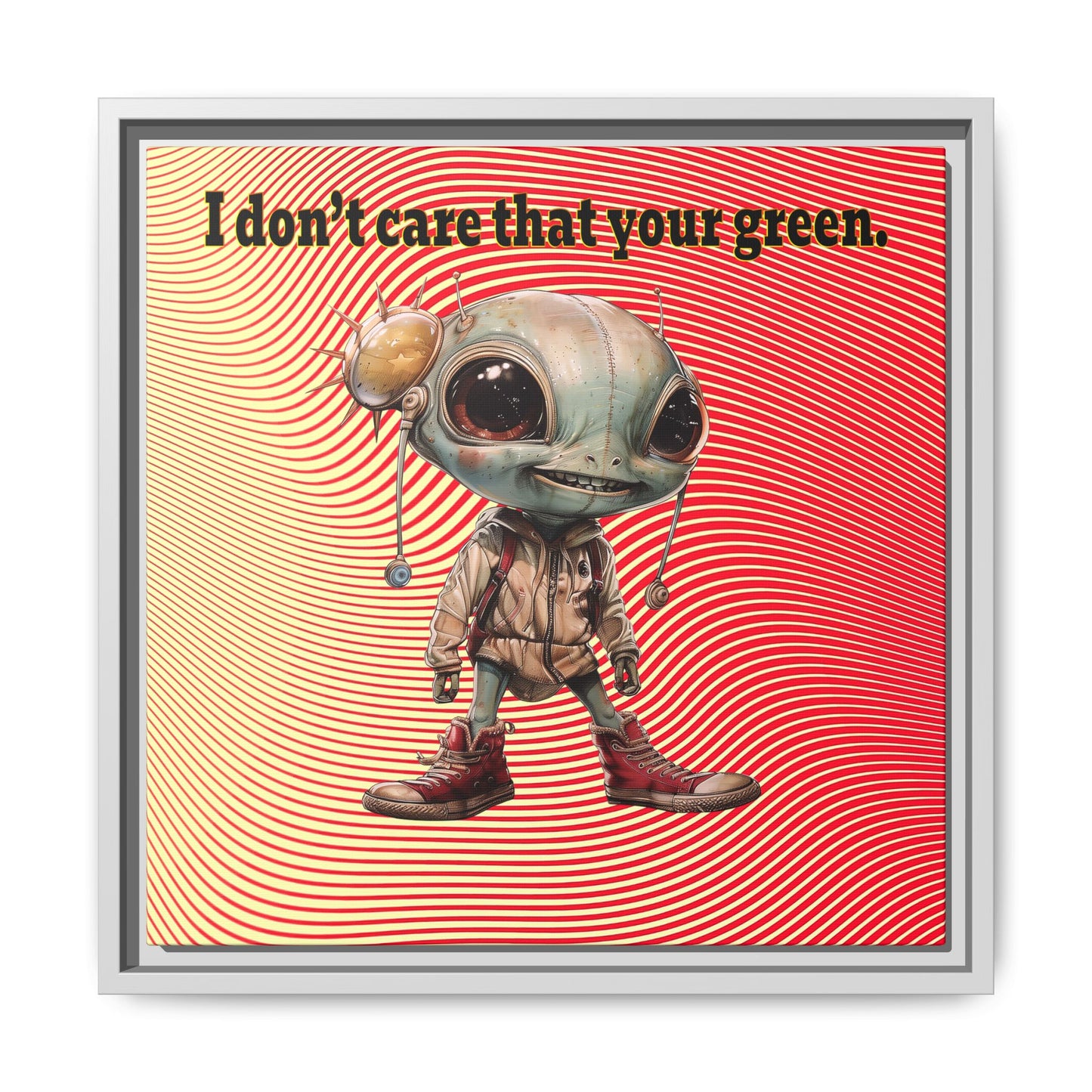 I don't care that your green - framed canvas art (yellow-orange wave)