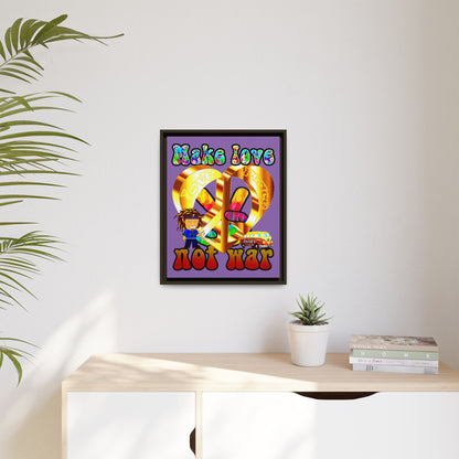 love peace - framed canvas art (light purple)