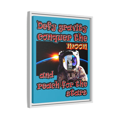 defy conquer reach - framed canvas art (turquoise)