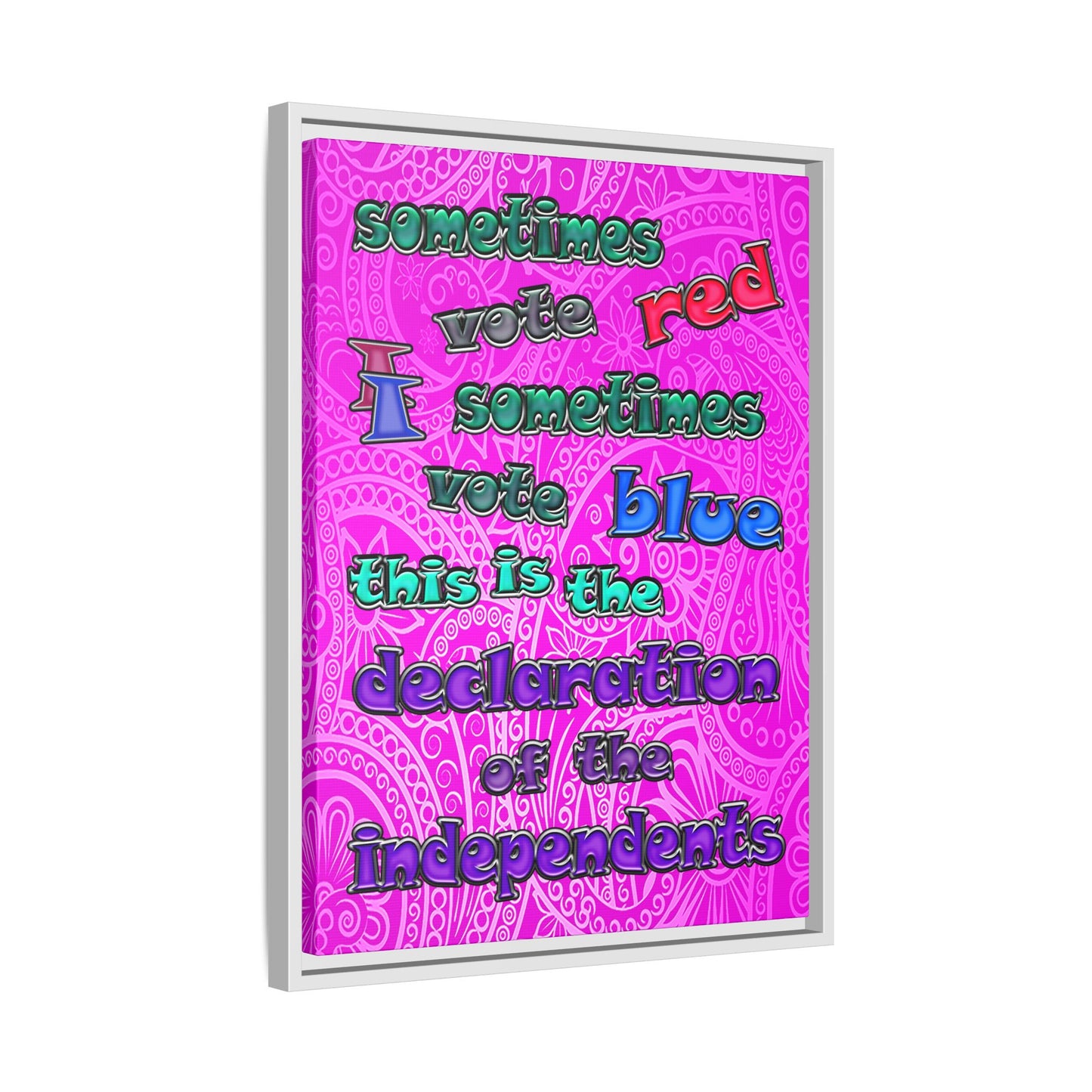 declaration of the independents - framed canvas art (pink swirl)
