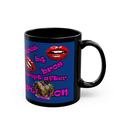 hoes b4 bros - Black Mug (dark blue)