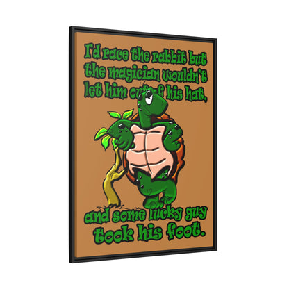 turtle race - framed canvas art (light brown)