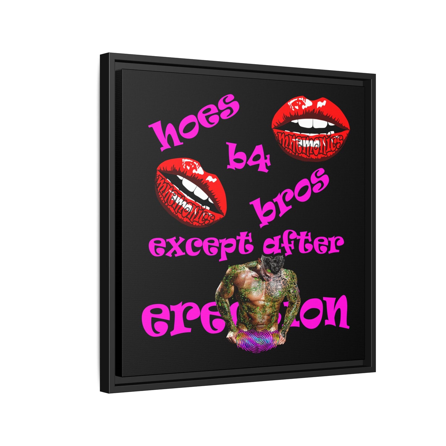 hoes b4 bros - framed canvas art (black)