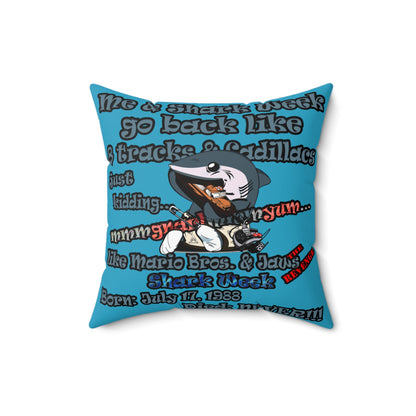 shark week - Faux Suede Square Pillow - (turquoise)