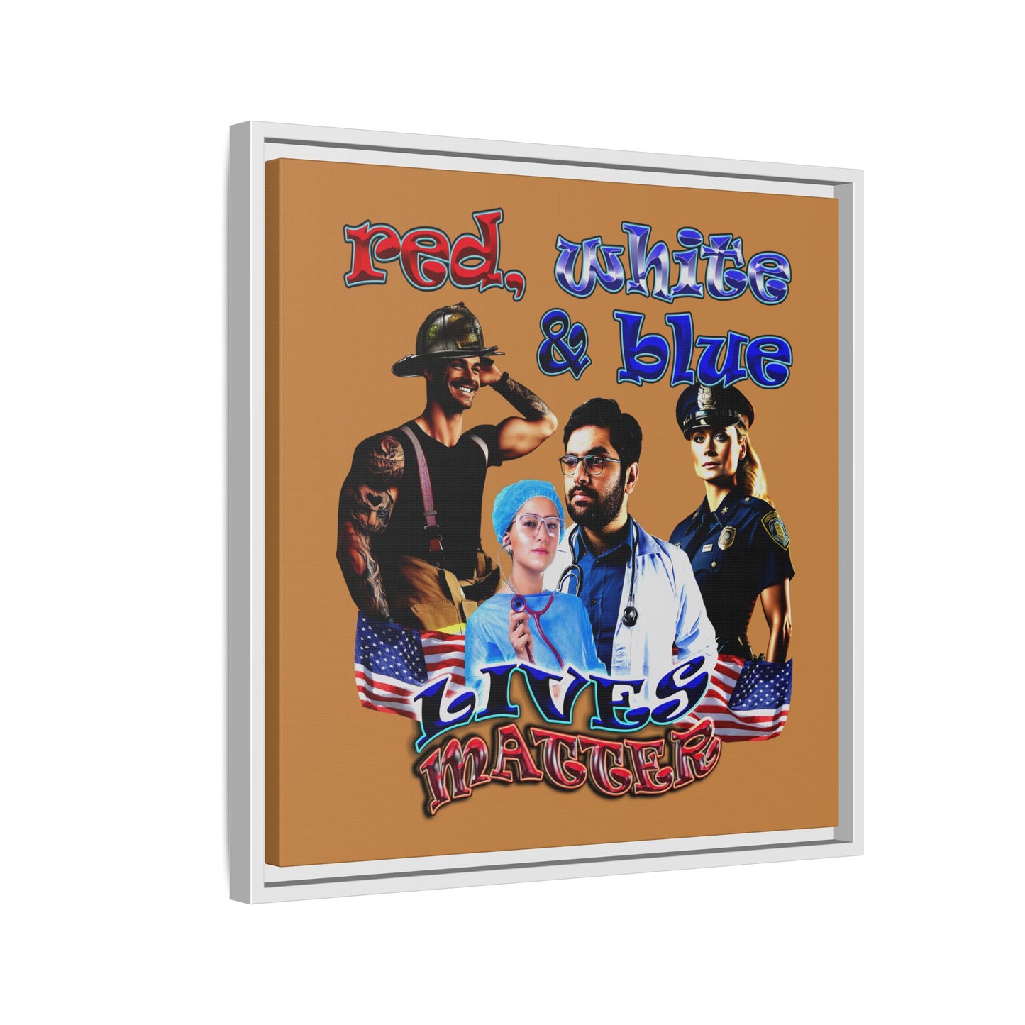 rw&b lives matter - framed canvas art (light brown)