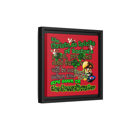 christmas spirits of boston - framed canvas art (dark red)