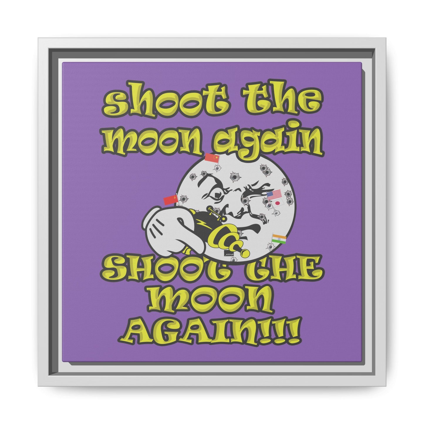 shoot the moon again - framed canvas art (light purple)