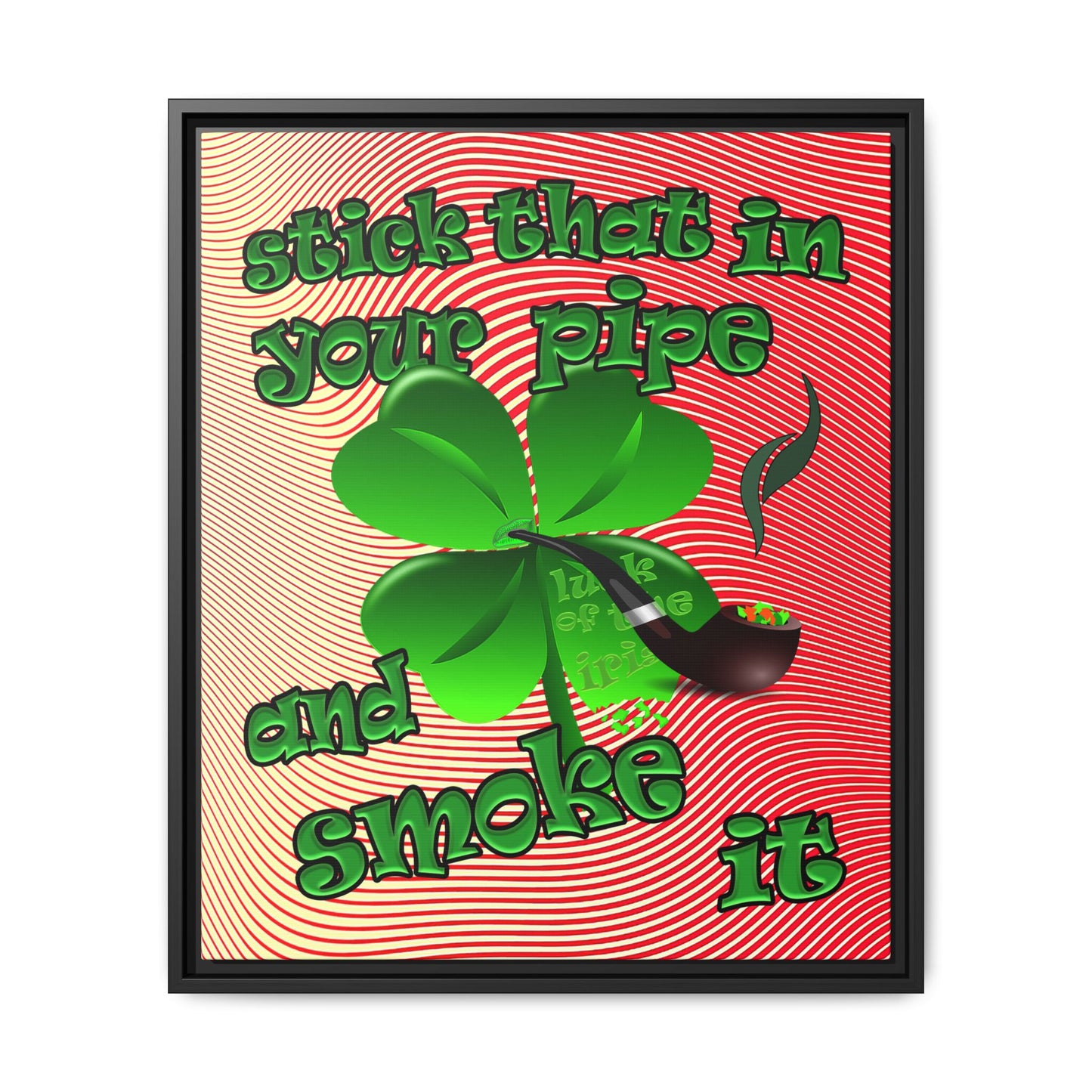 stick that in your pipe and smoke it - framed canvas art (yellow-orange wave)