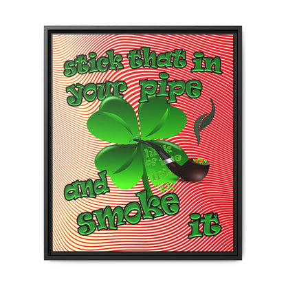 stick that in your pipe and smoke it - framed canvas art (yellow-orange wave)