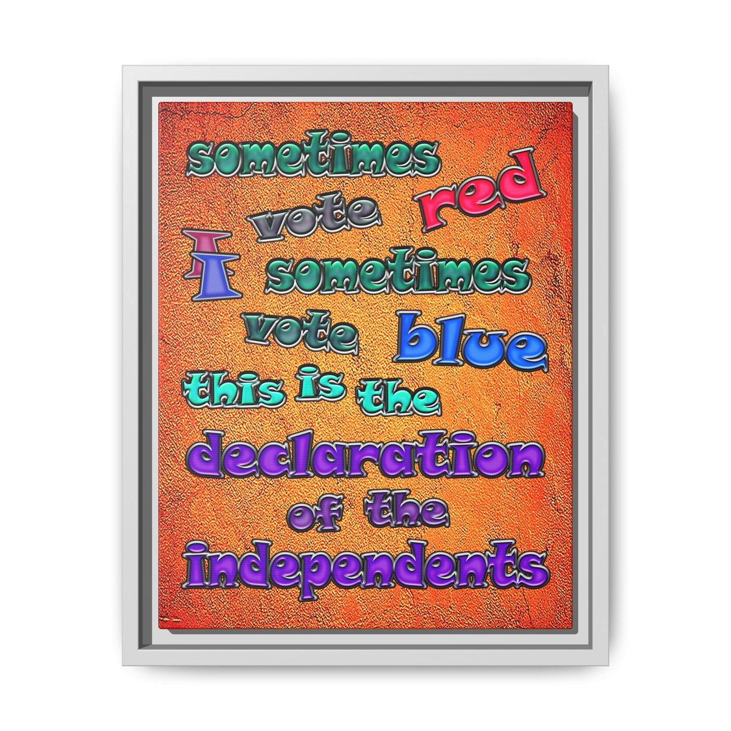 declaration of the independents - framed canvas art (burnt orange)