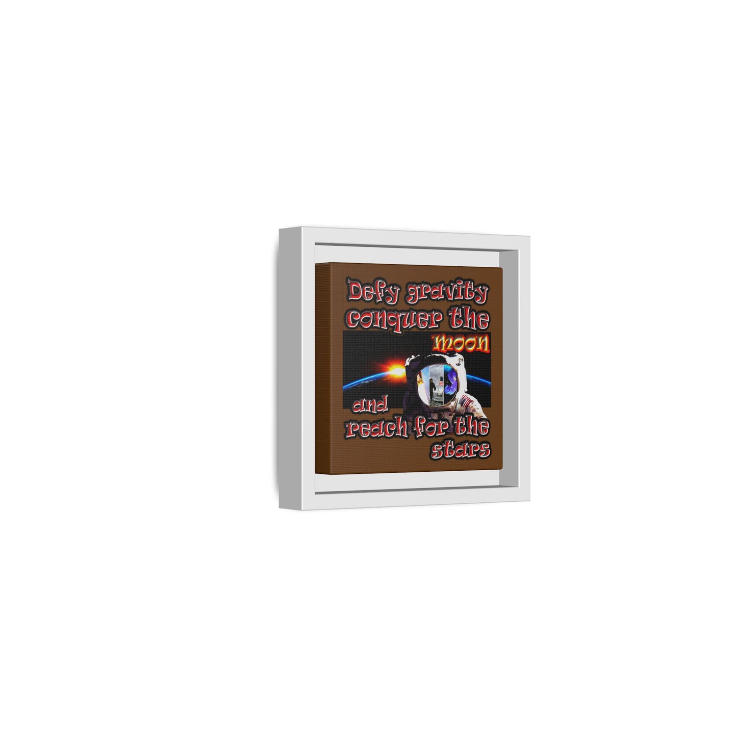 defy conquer reach - framed canvas art (brown)