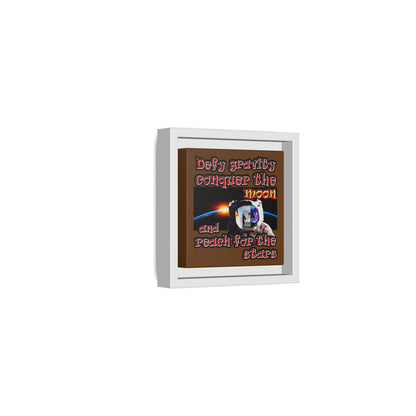defy conquer reach - framed canvas art (brown)