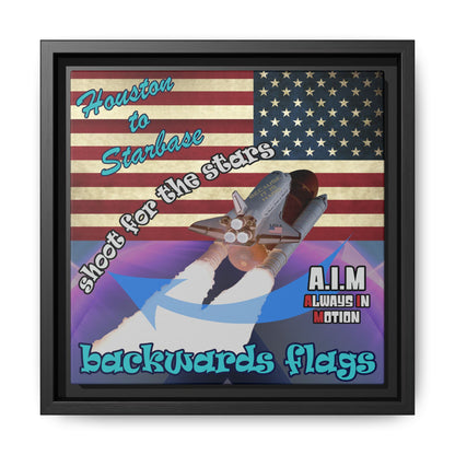 shoot for the stars - framed canvas art (grey-pink wave)