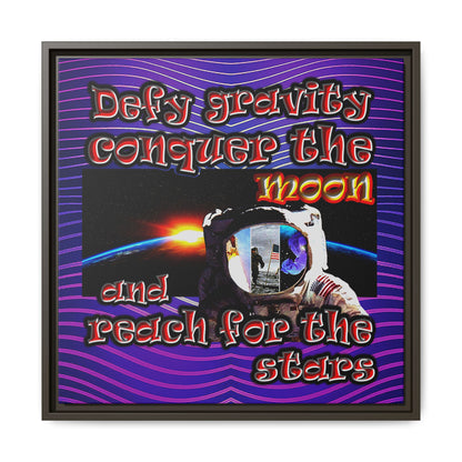 defy conquer reach - framed canvas art (purple wave)
