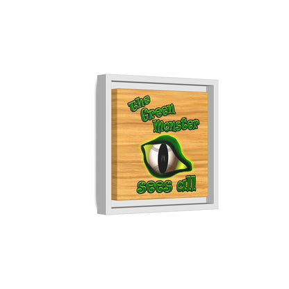 green monster - framed canvas art (butterscotch wood finish)