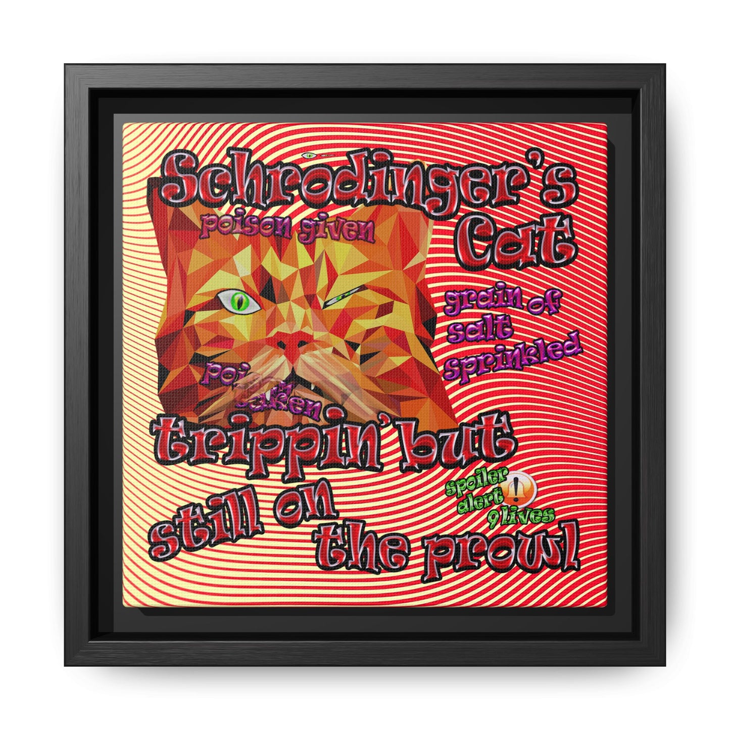 schrodinger's cat - framed canvas art (yellow-orange wave)